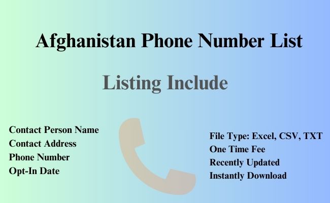 Afghanistan phone number list