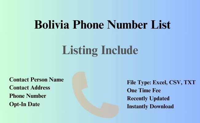 Bolivia phone number list