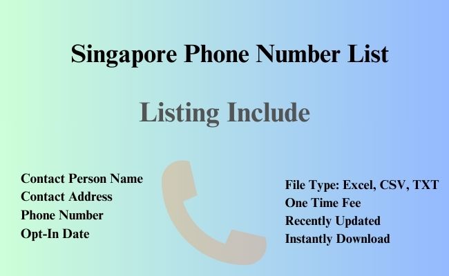 Singapore phone number list